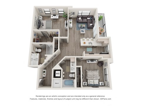 2 bed 2 bath floor plan S at Elevate Apartments, Wisconsin